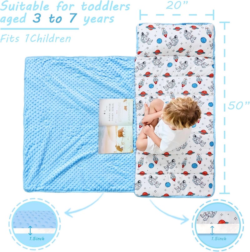 lasoftan Toddler Nap Mat with Pillow and Blanket, Extra Large Rolled Napping Mats,Slumber Bags for Boys Girls,Kids Sleeping Bag for Daycare, Preschool Travel Camping - Image 4